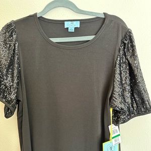 CeCe Tee with Sequin Puff Sleeve